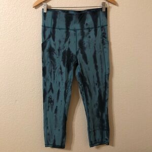 Lululemon Invigorate High-Rise Crop in Forest Shibori Graphite Grey Desert Teal